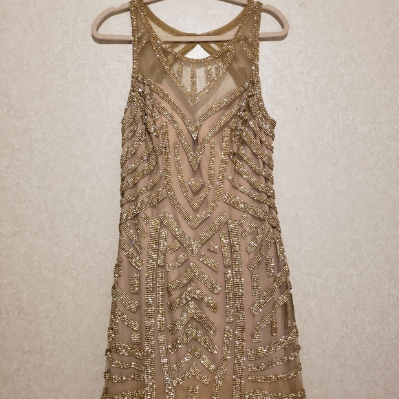 PARTY GOLD LONG DRESS WITH RHINESTONE SIZE 2XL - Picture 5 of 16